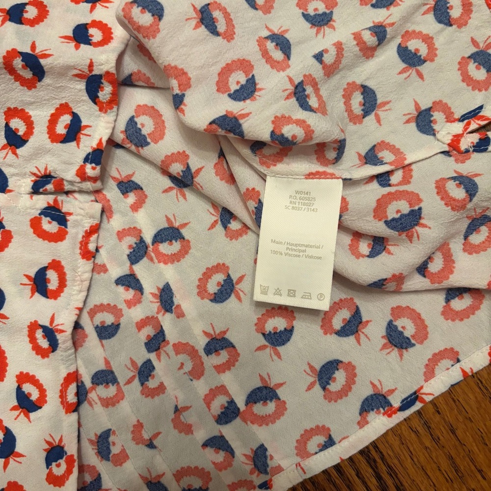 Boden Womens Red Blue Floral Pintuck Ruffle Sleeveless Blouse Top Twee US 4 - Picture 4 of 6